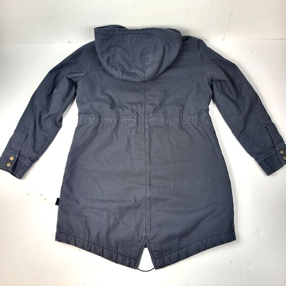 Patagonia Prairie Dawn Parka Jacket Women S charcoal Canvas Sherpa lined Hooded - Picture 16 of 16